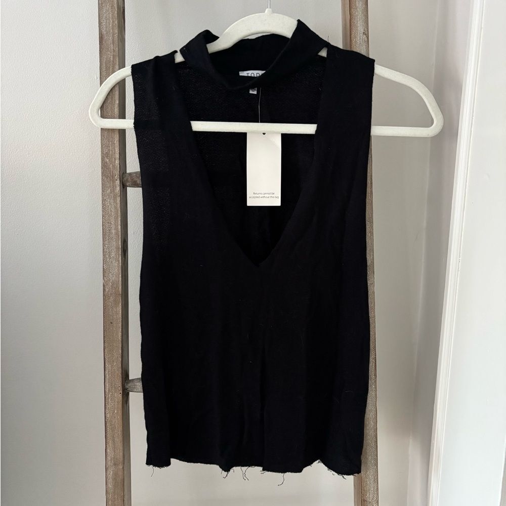 Tobi Black V-Neck Tank Cut Out Top